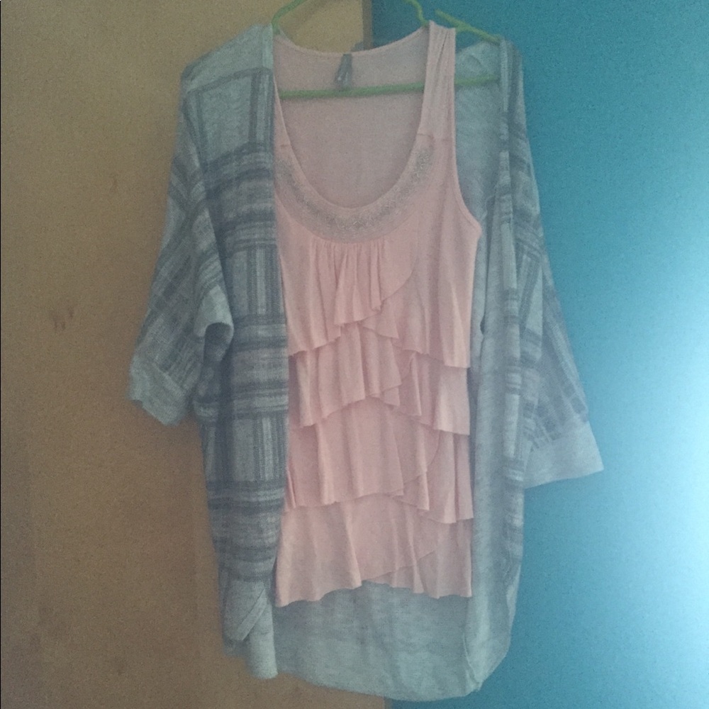 Short sleeve cardigan and matching tank top